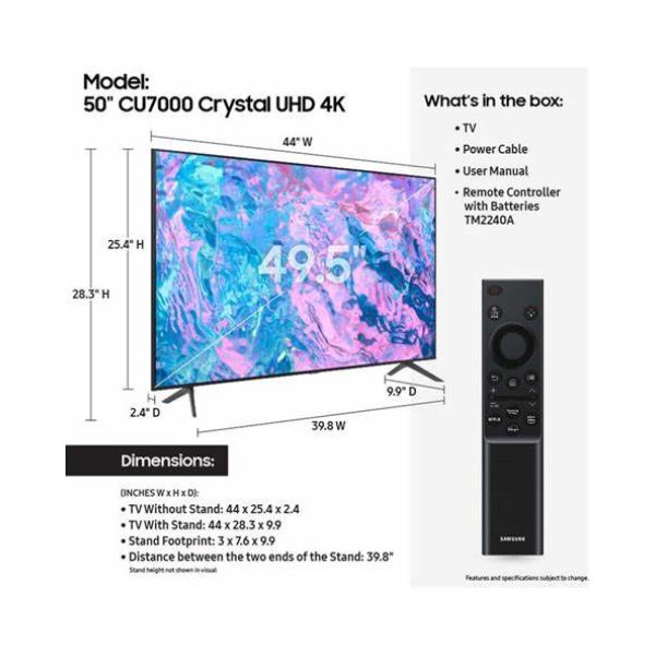 SAMSUNG 50-Inch Class Crystal UHD CU7000 Series